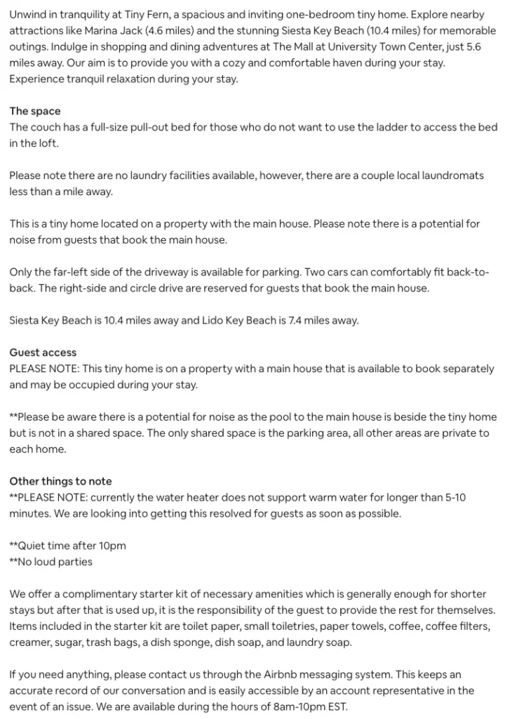 airbnb listing description examples 3