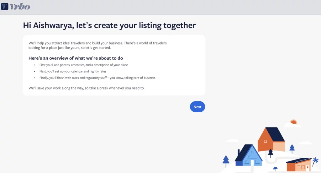 Create a listing on Vrbo