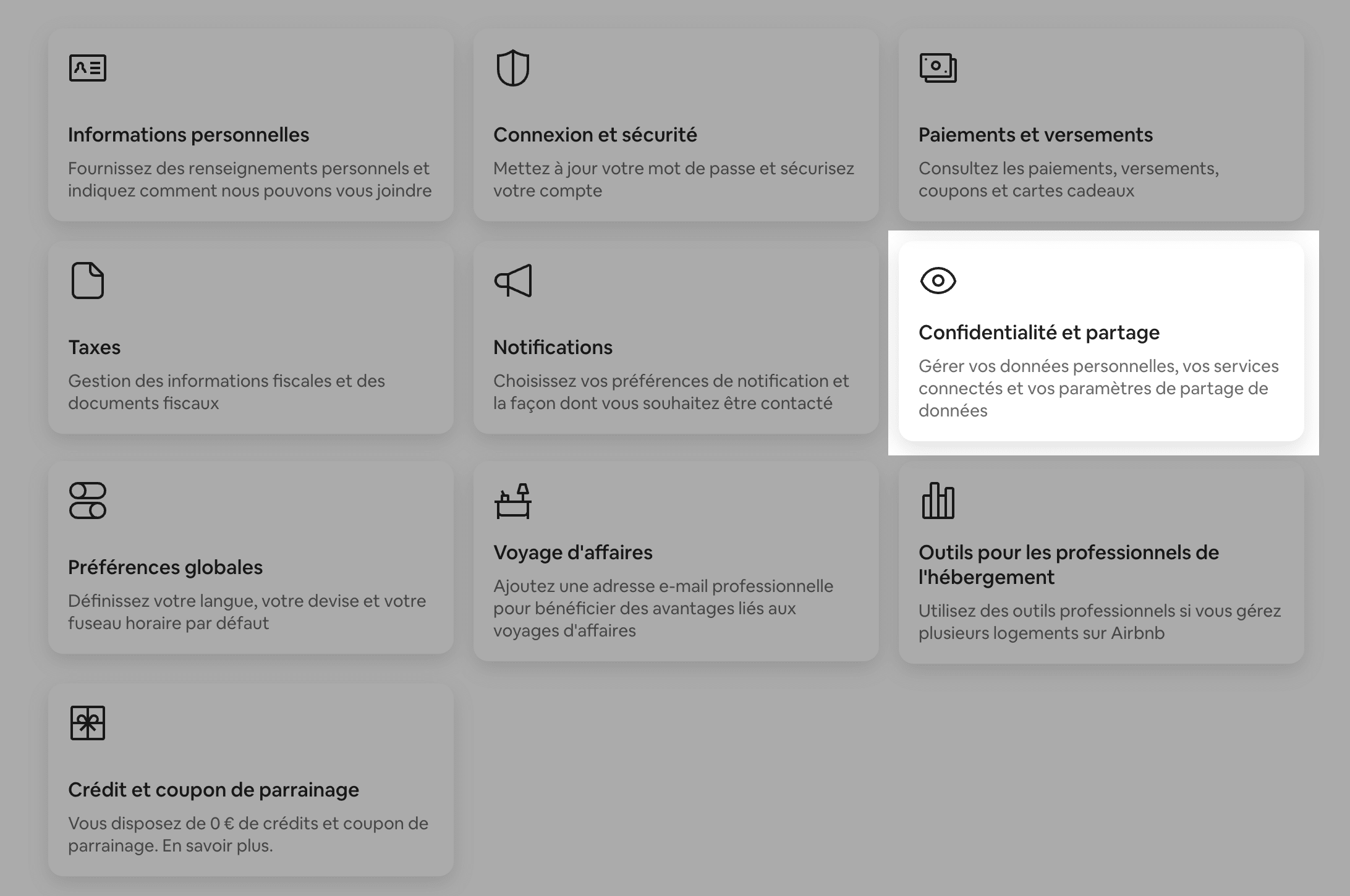 confidentialite partage airbnb