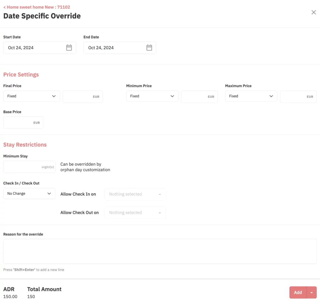 date specific overrides