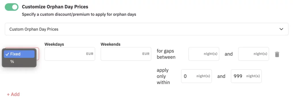 customize orphan day prices